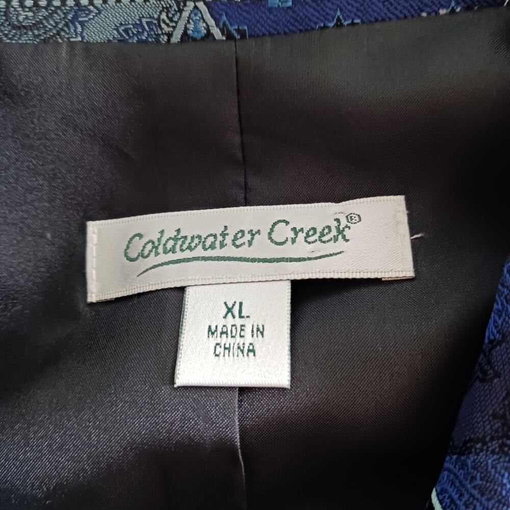 Size L?/XL? Vintage Cold Water Creek Womens Jacket Dark Blue Paisley Artsy Boho - Picture 7 of 8